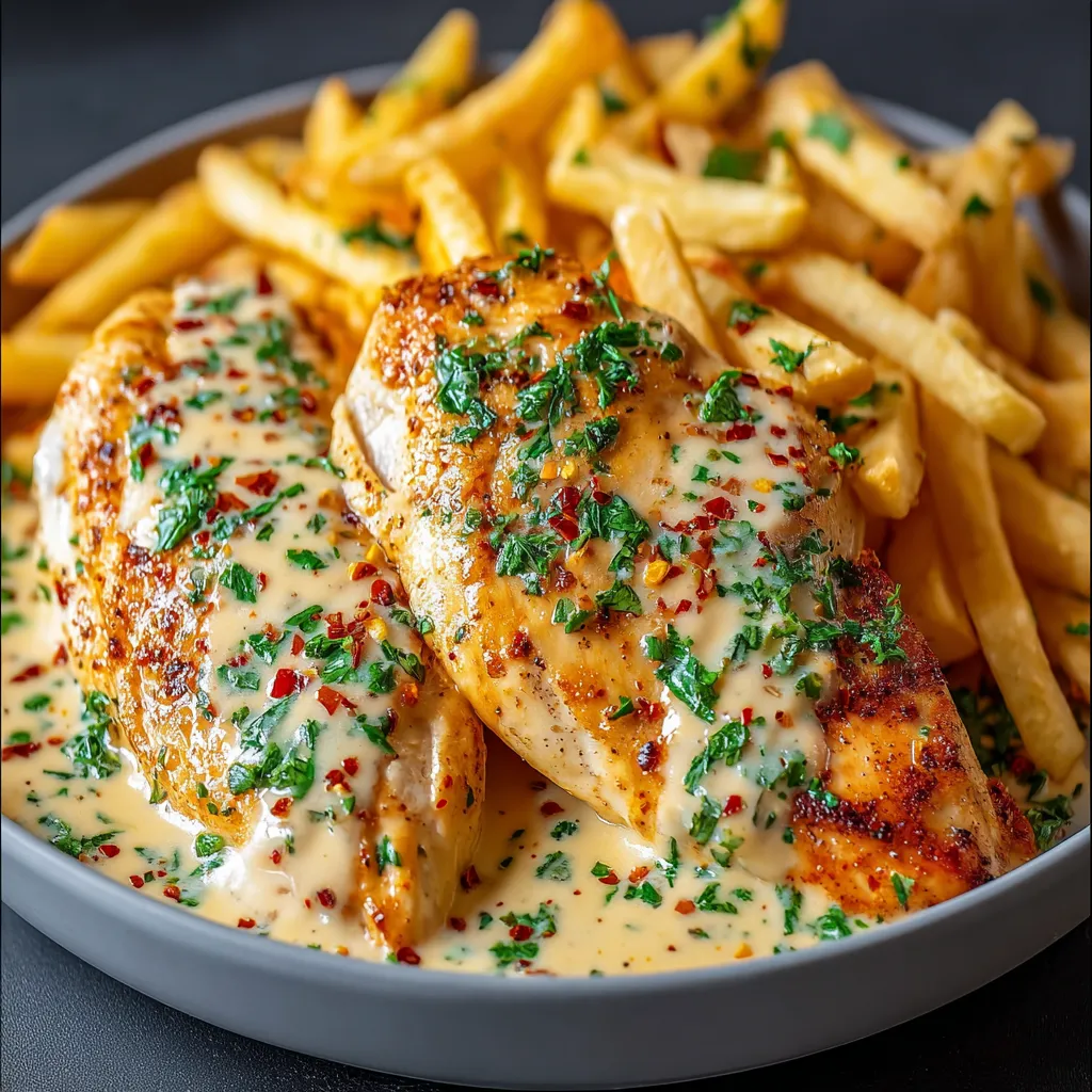 A plate of chicken and fries.