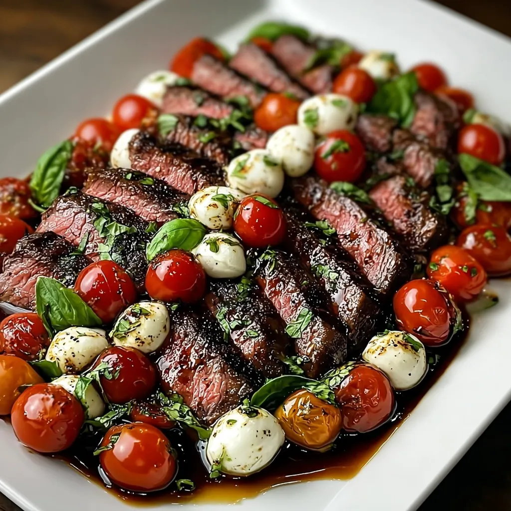 A plate of food with tomatoes, cheese, and meat.