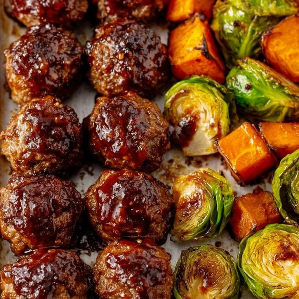 A plate of meatballs and vegetables.