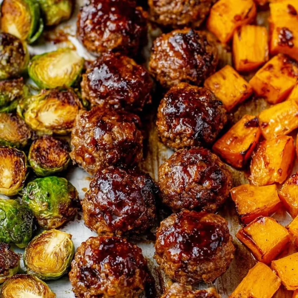A plate of meatballs and vegetables.