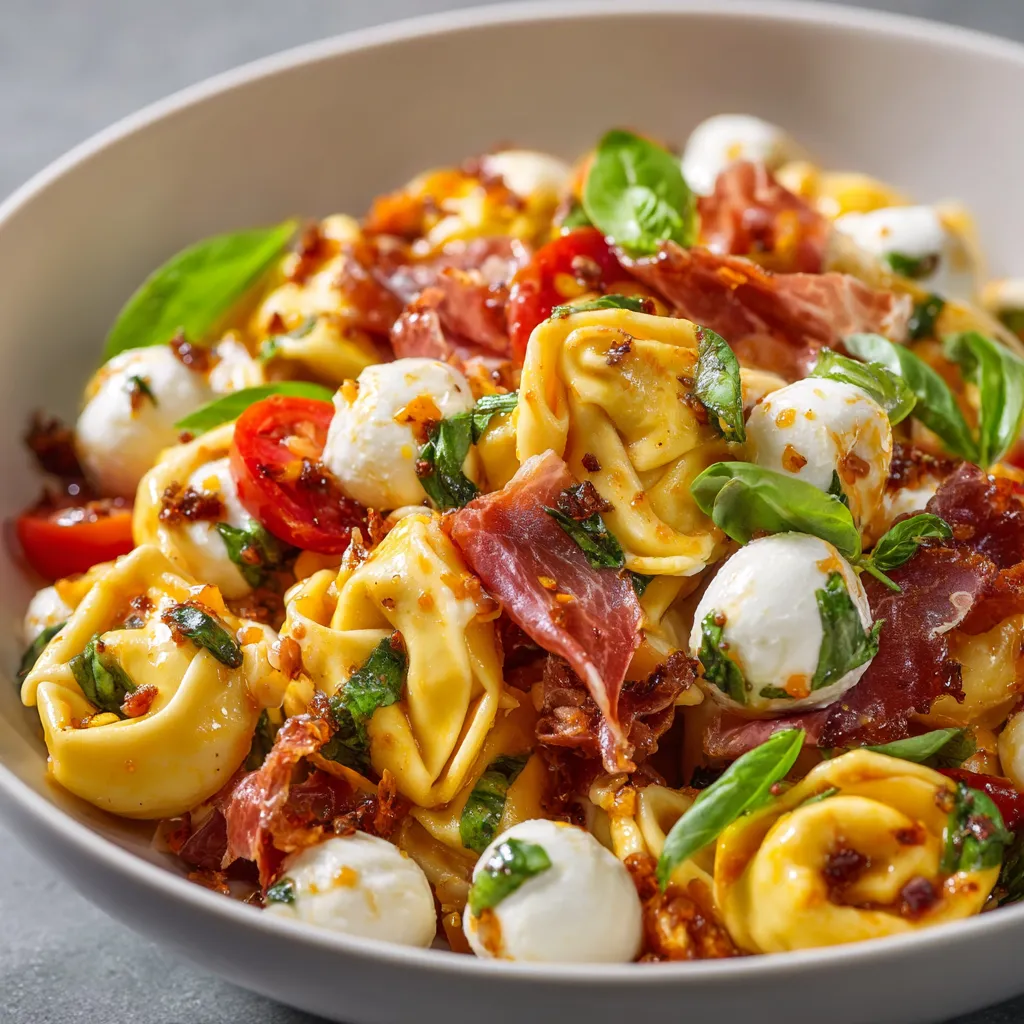 A bowl of pasta with tomatoes and cheese.