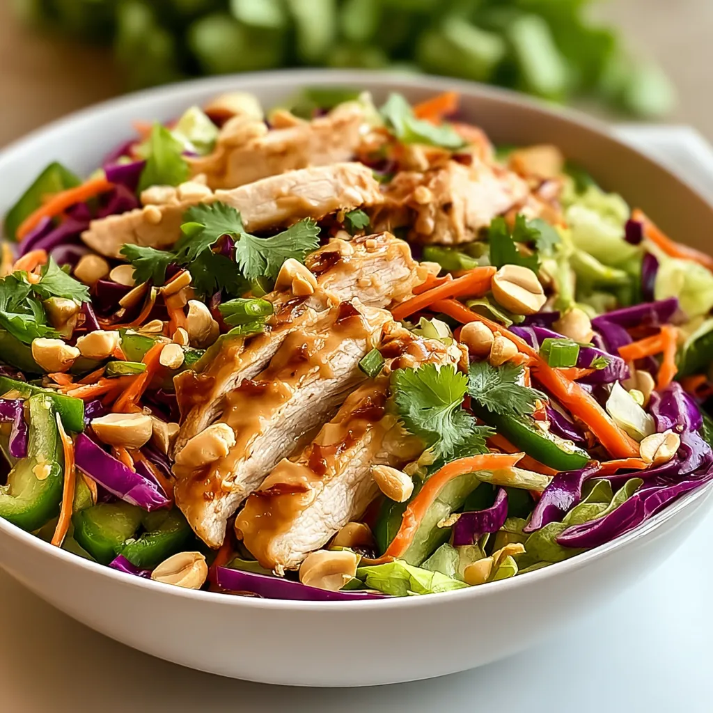A bowl of food with chicken, carrots, and lettuce.