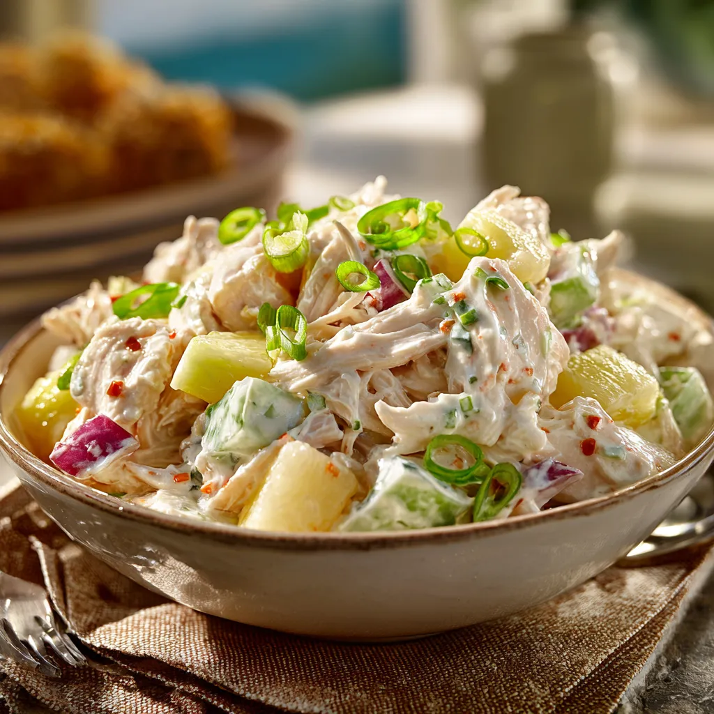 A bowl of food with chicken, potatoes, and peppers.