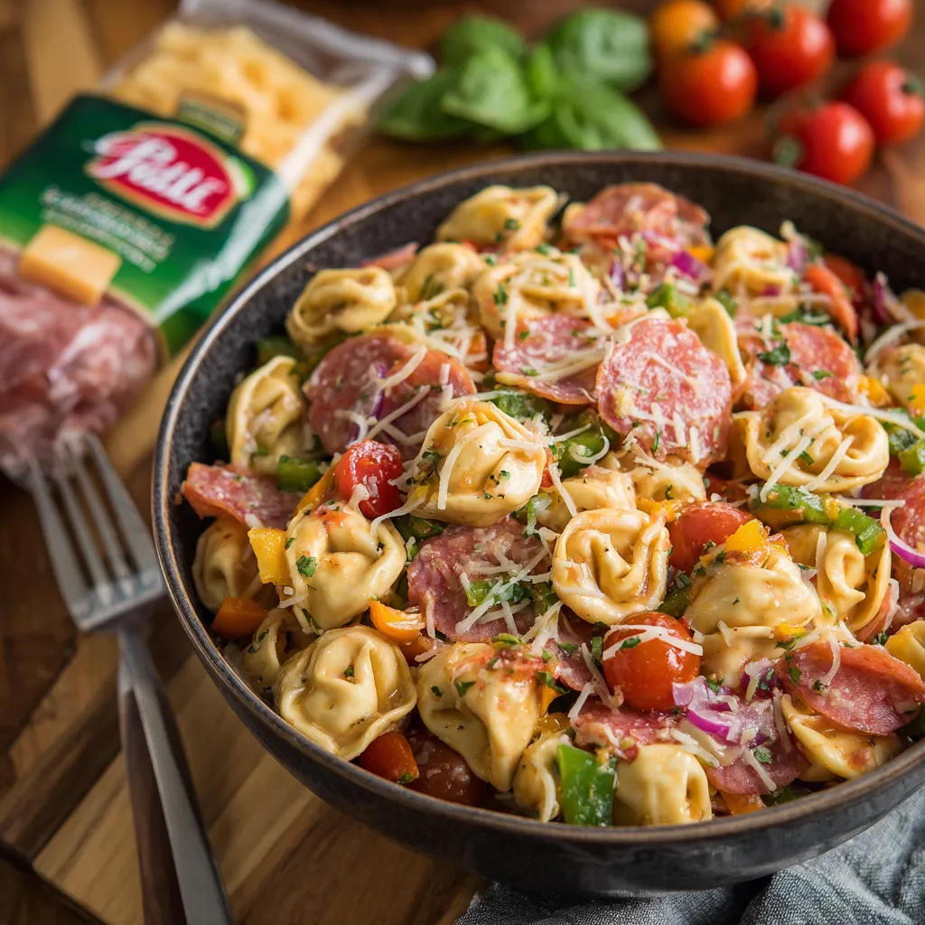 A bowl of pasta with meatballs and tomatoes.