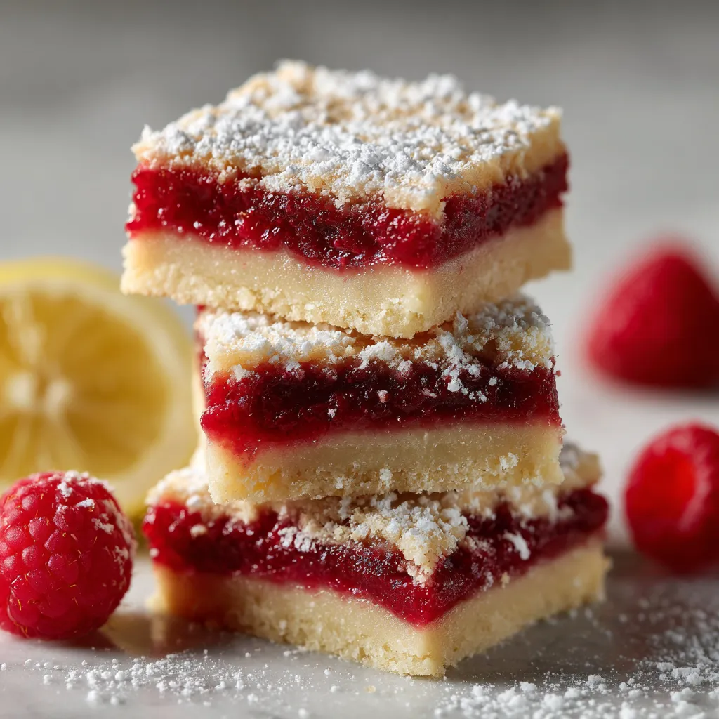A stack of desserts with white powder on top.