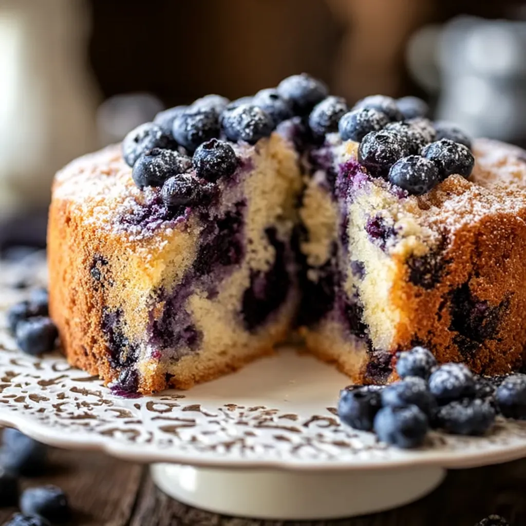 A slice of blueberry cake.
