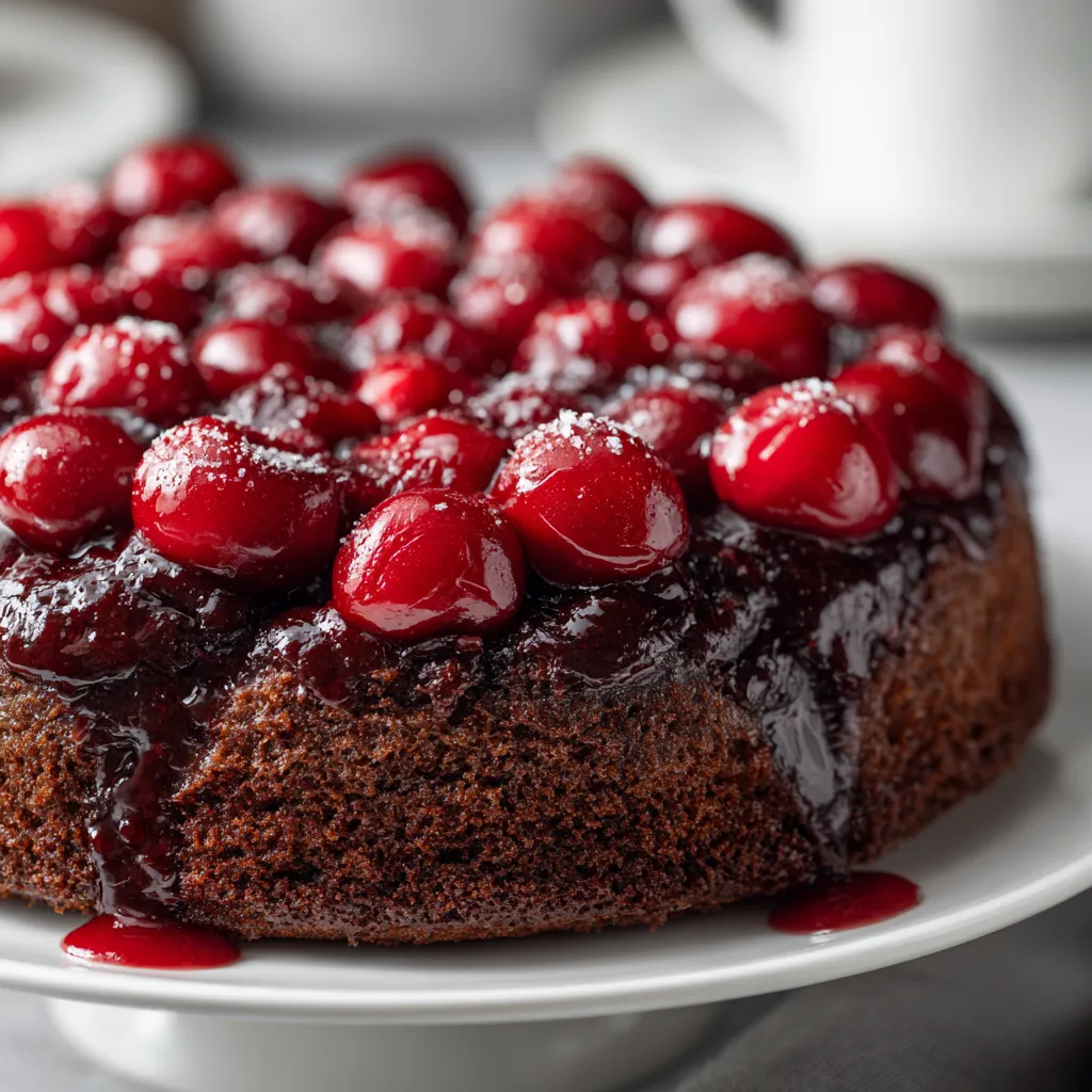 A cake with cherries on top.