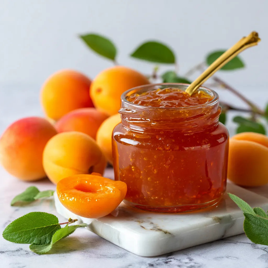 A jar of jam with a wooden spoon in it.