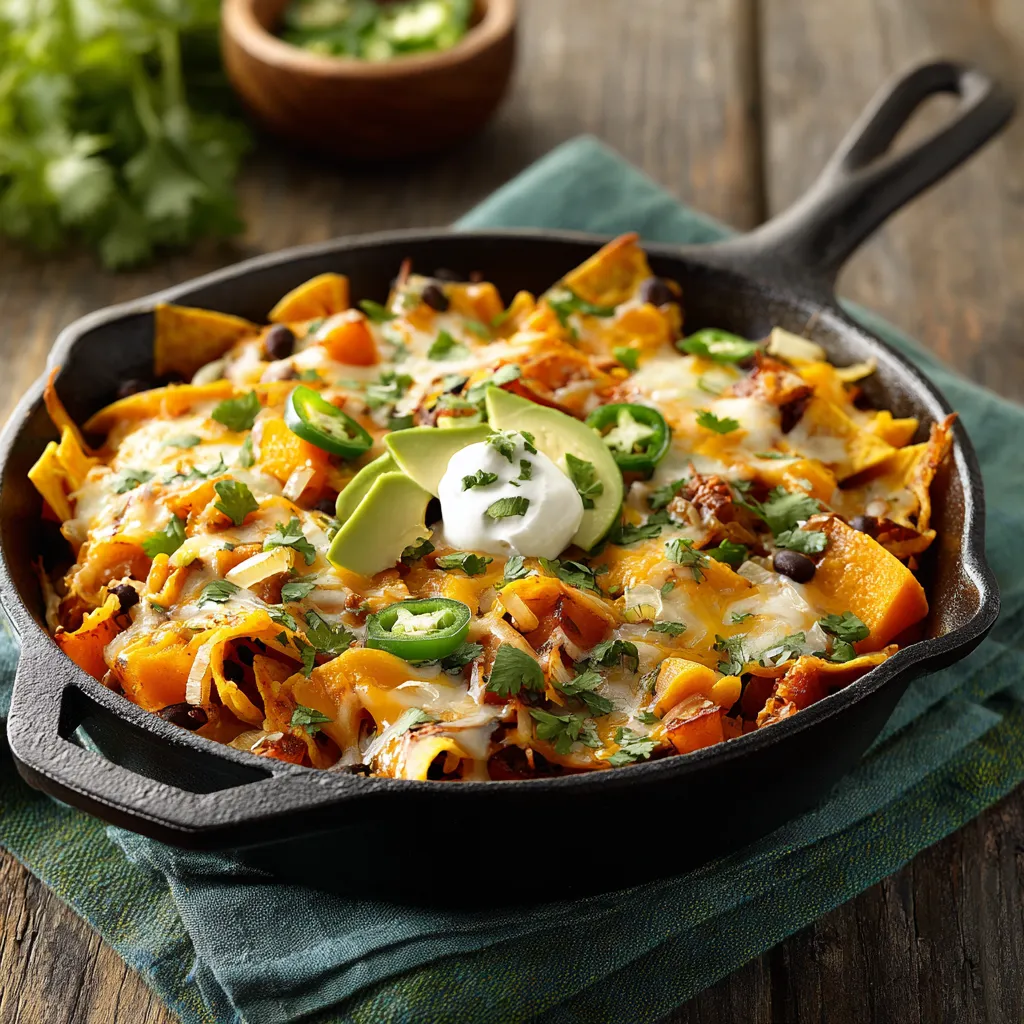 A pan of nachos with white cheese and jalapenos.