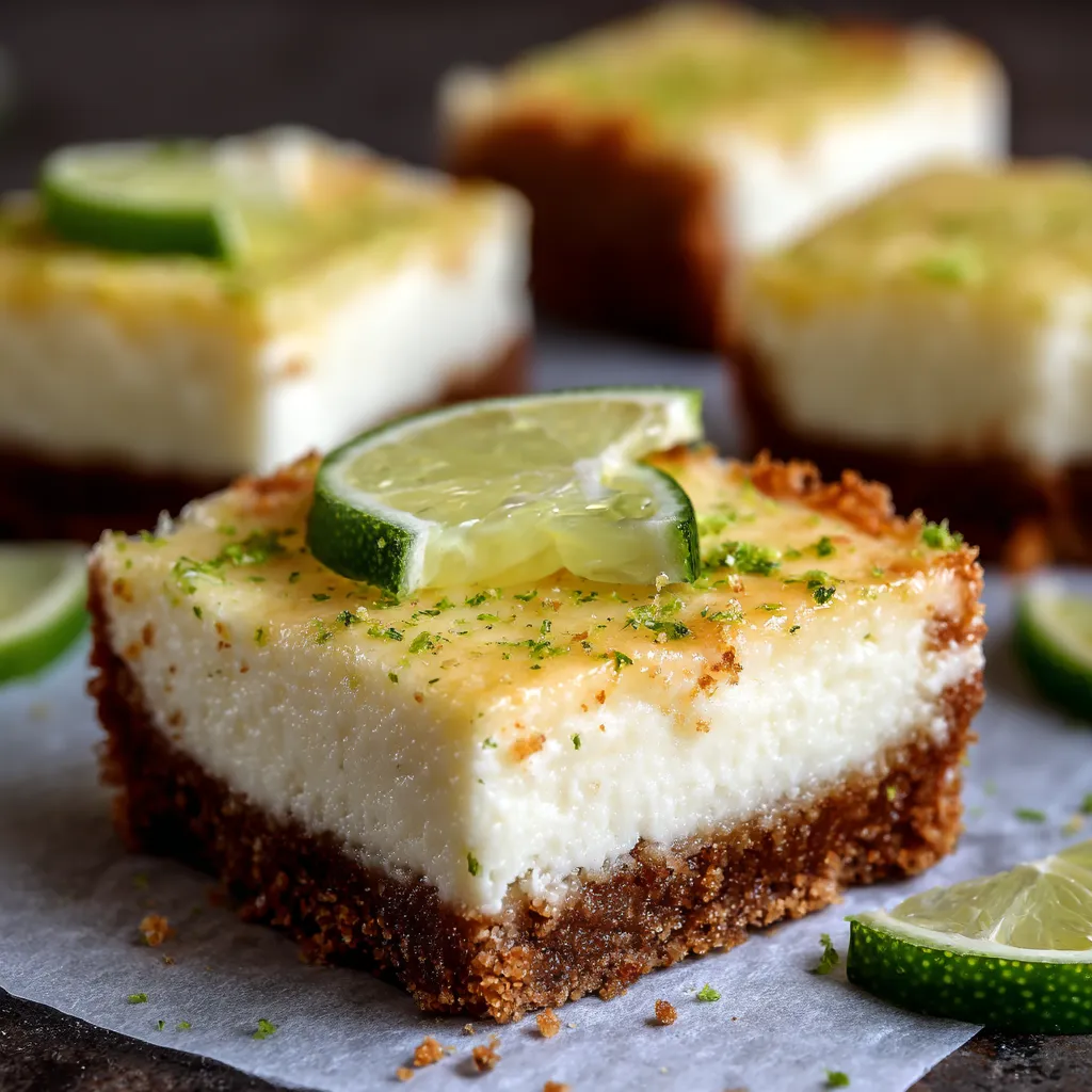 A slice of cheesecake with a lime wedge on top.