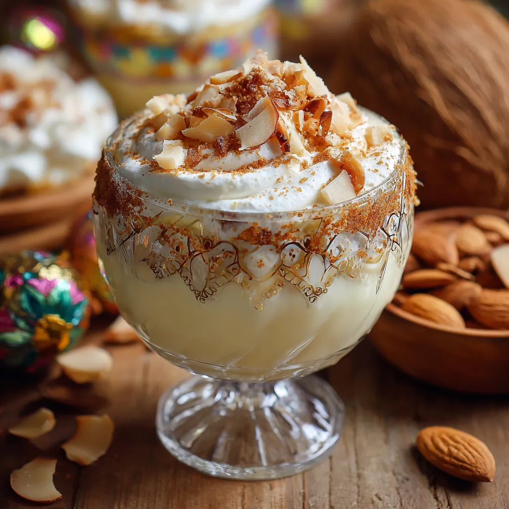 A glass of whipped cream with nuts on top.