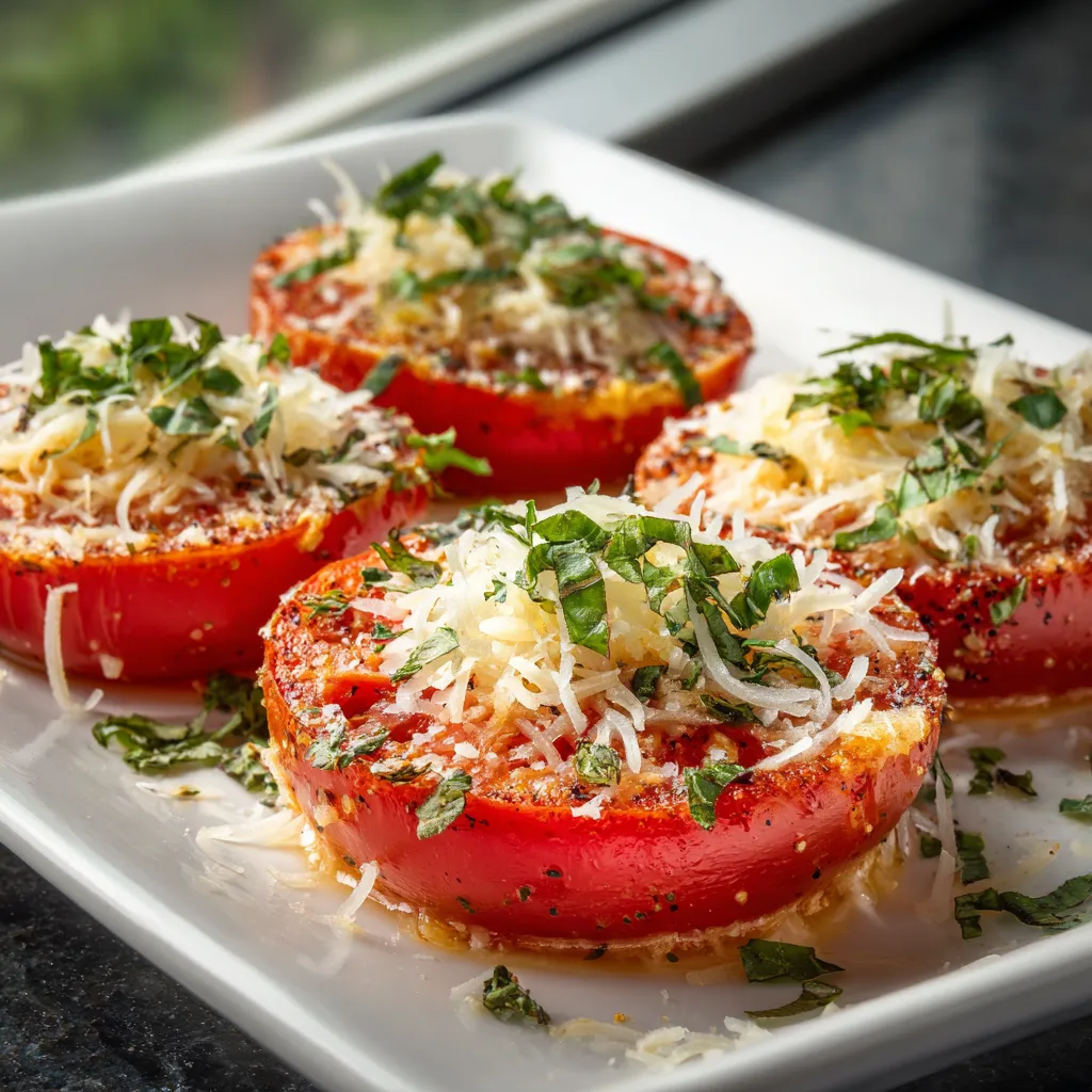 A plate of food with tomatoes and cheese.