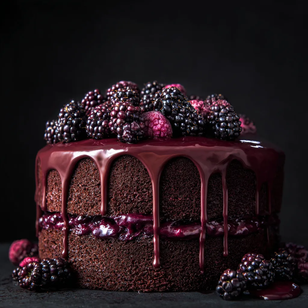 A chocolate cake with berries on top.