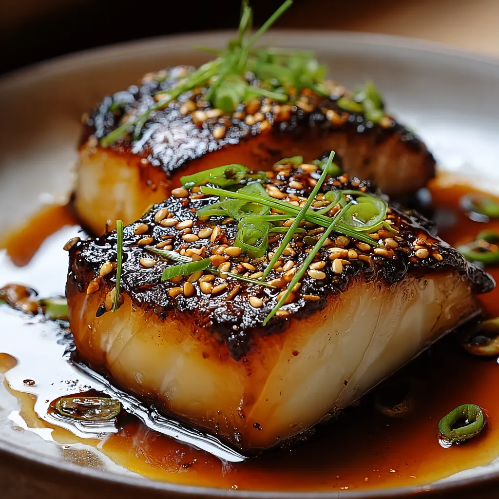 Two pieces of fish with garnish on a plate.
