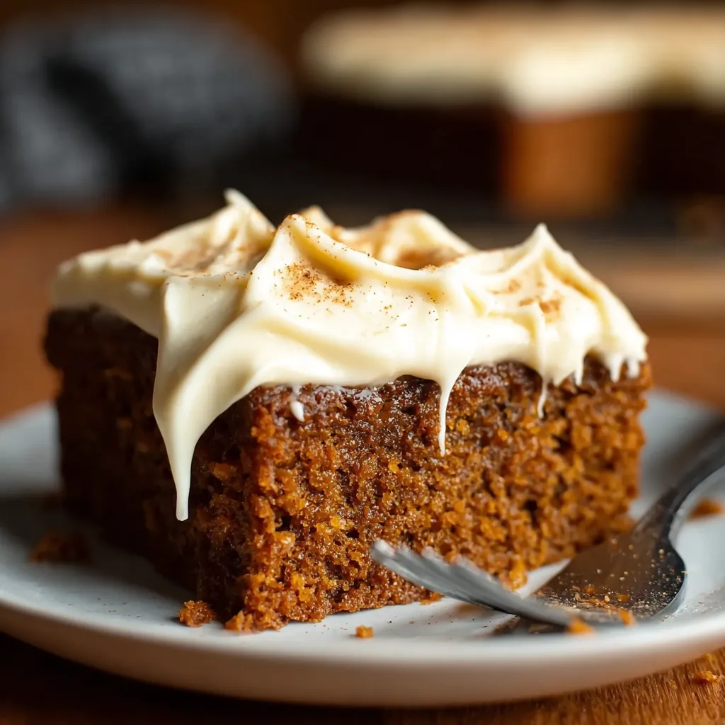 A slice of cake with white frosting and cinnamon.