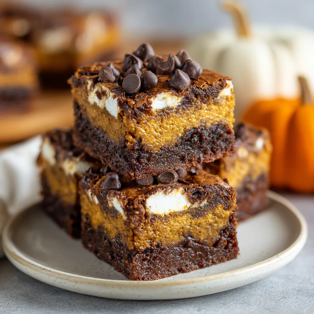 A stack of chocolate and caramel dessert bars.
