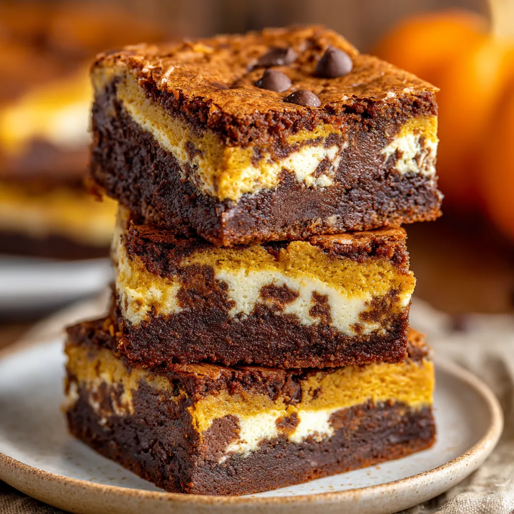 A stack of brownies with chocolate chips.