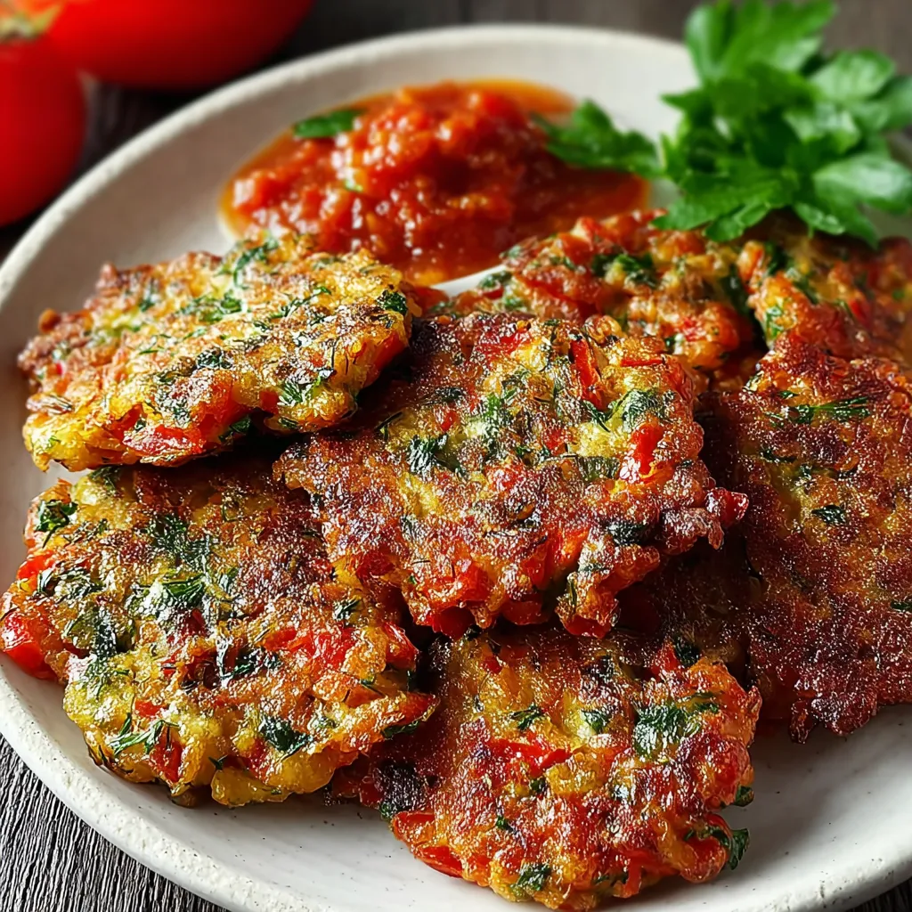 A plate of food with tomatoes and sauce.