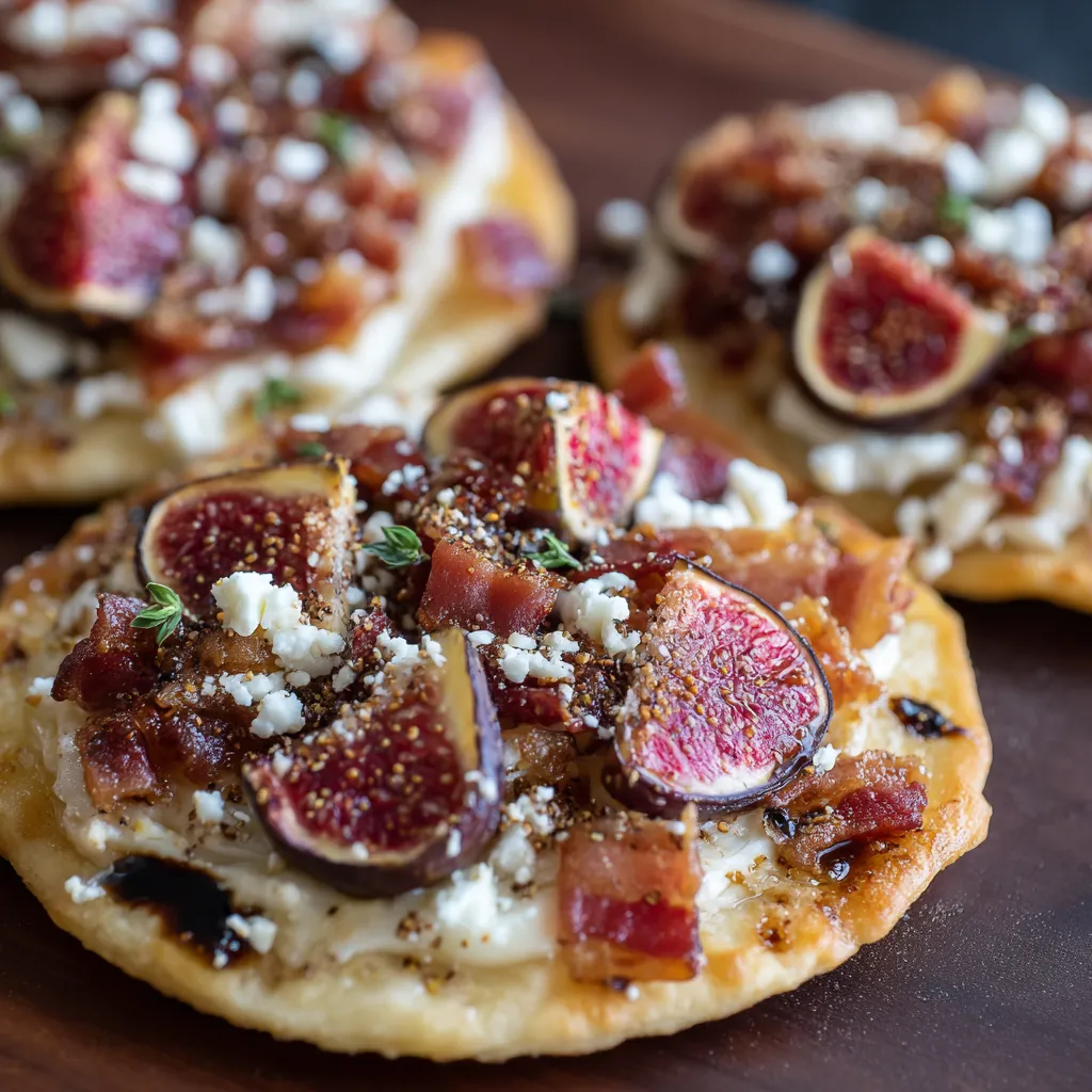 A plate of food with a slice of bacon and a slice of fig.