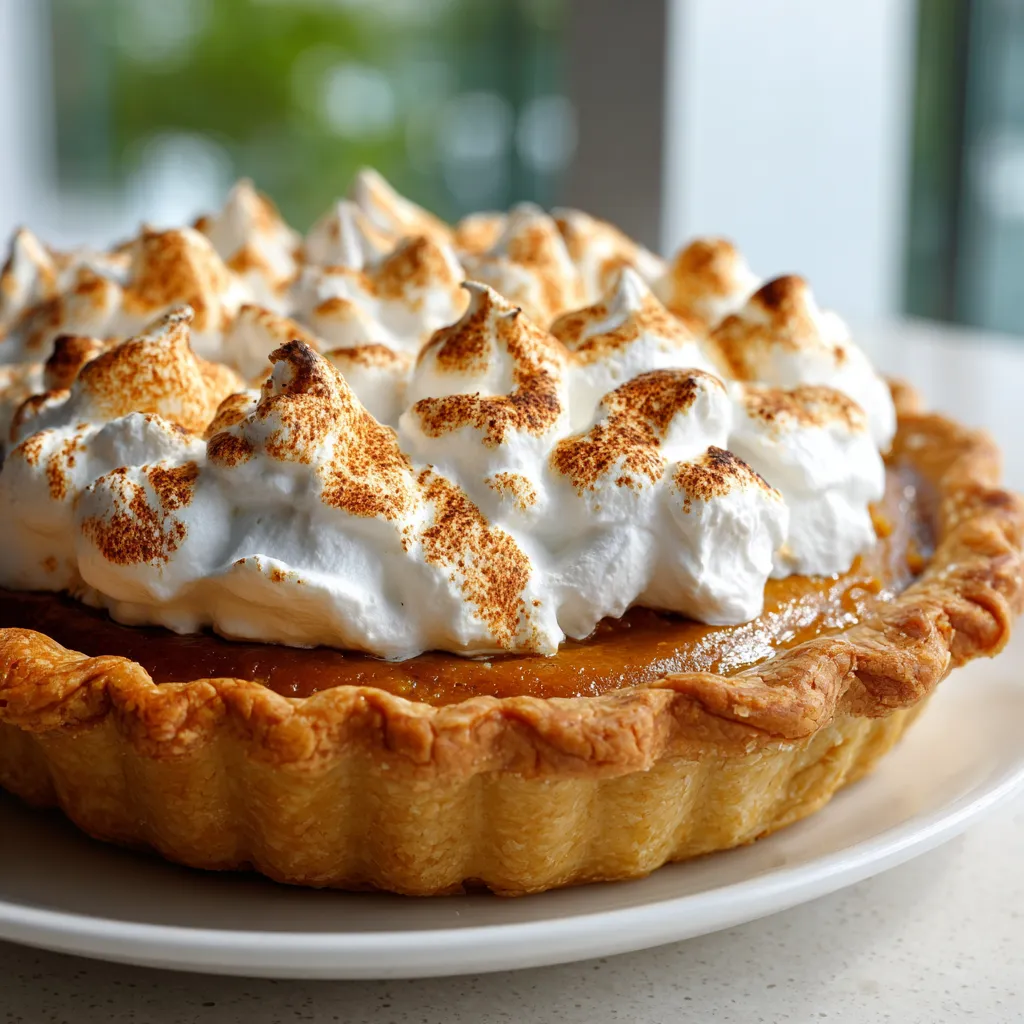 A pie with whipped cream on top.