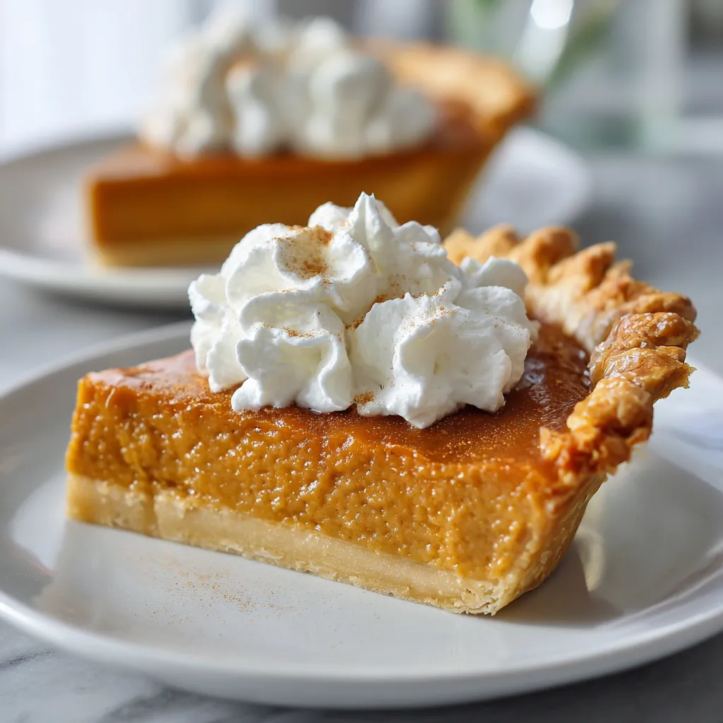 A slice of pie with whipped cream on top.