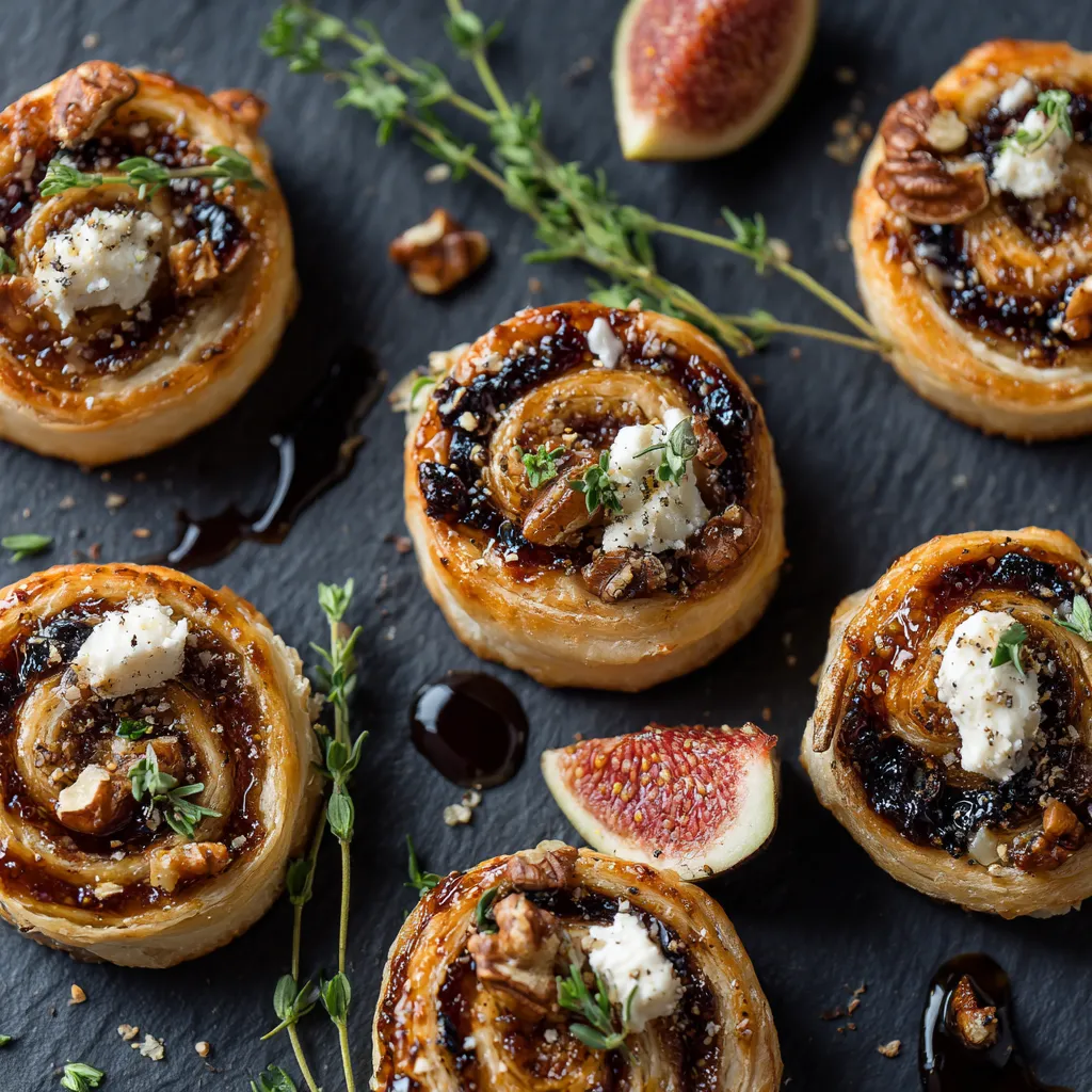 A plate of food with a fig on top.