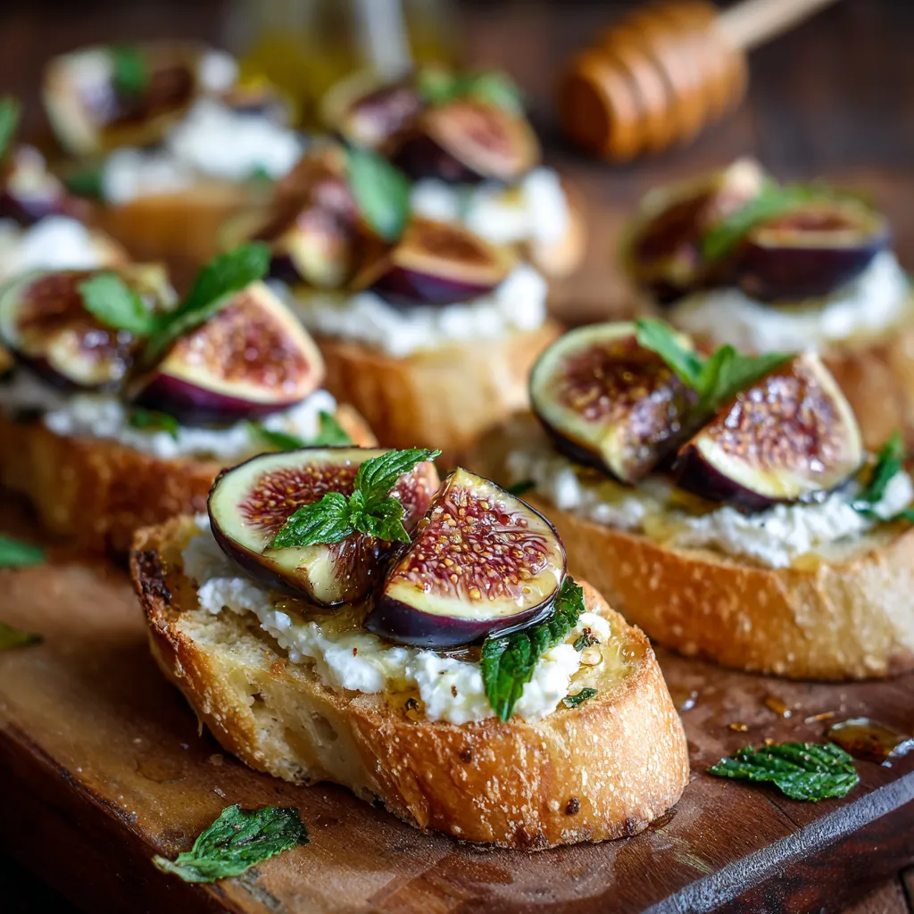 A plate of bread with figs and cheese.