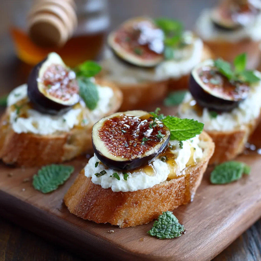 A plate of bread with figs on top.