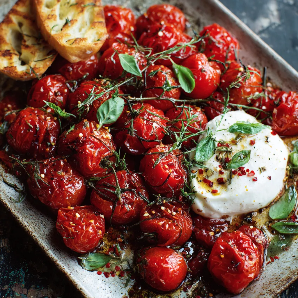 A plate of food with tomatoes and cheese.
