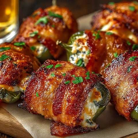 Bacon wrapped peppers with cheese and blue cheese.