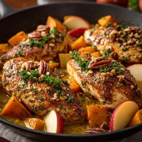 A pan of chicken with vegetables.