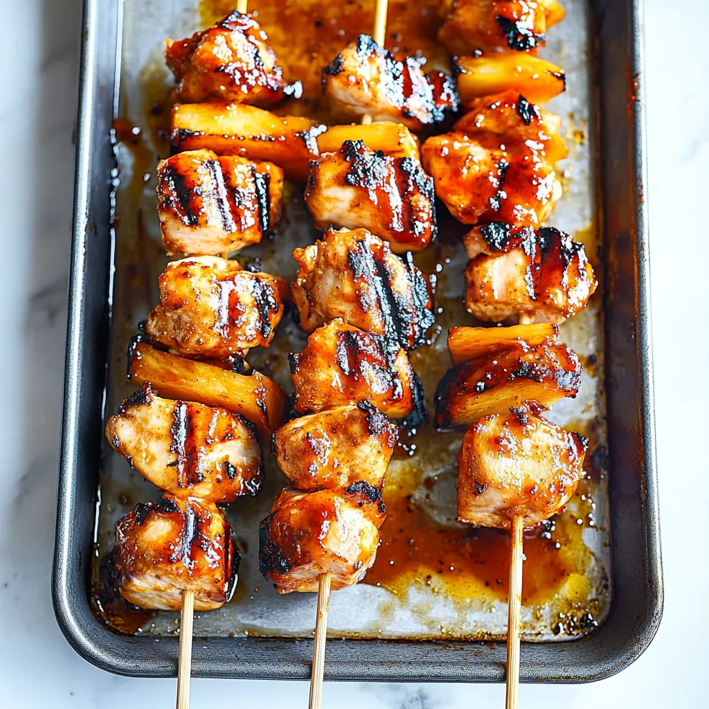 A tray of skewered meat with sauce.