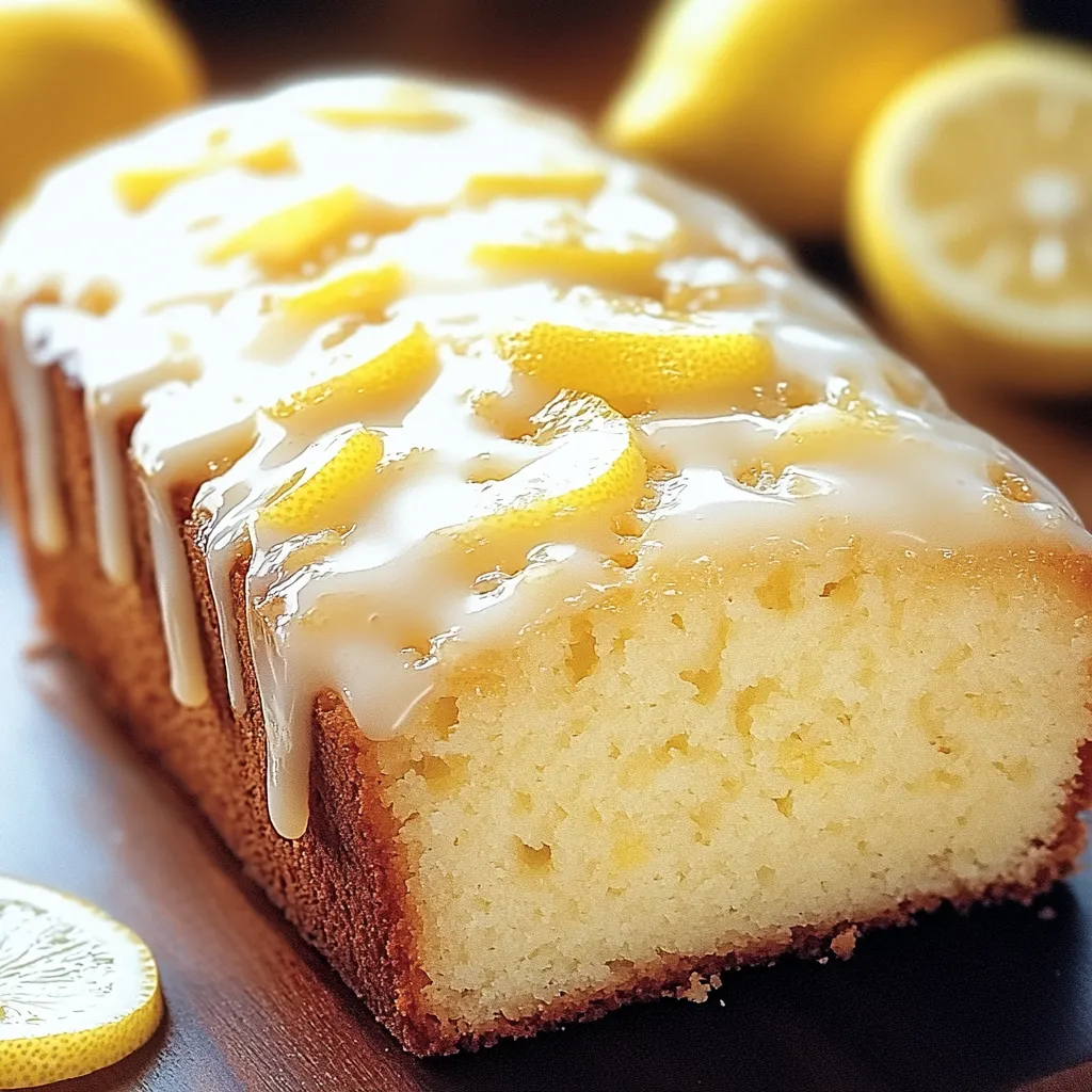 A slice of lemon cake with lemon wedges on the side.