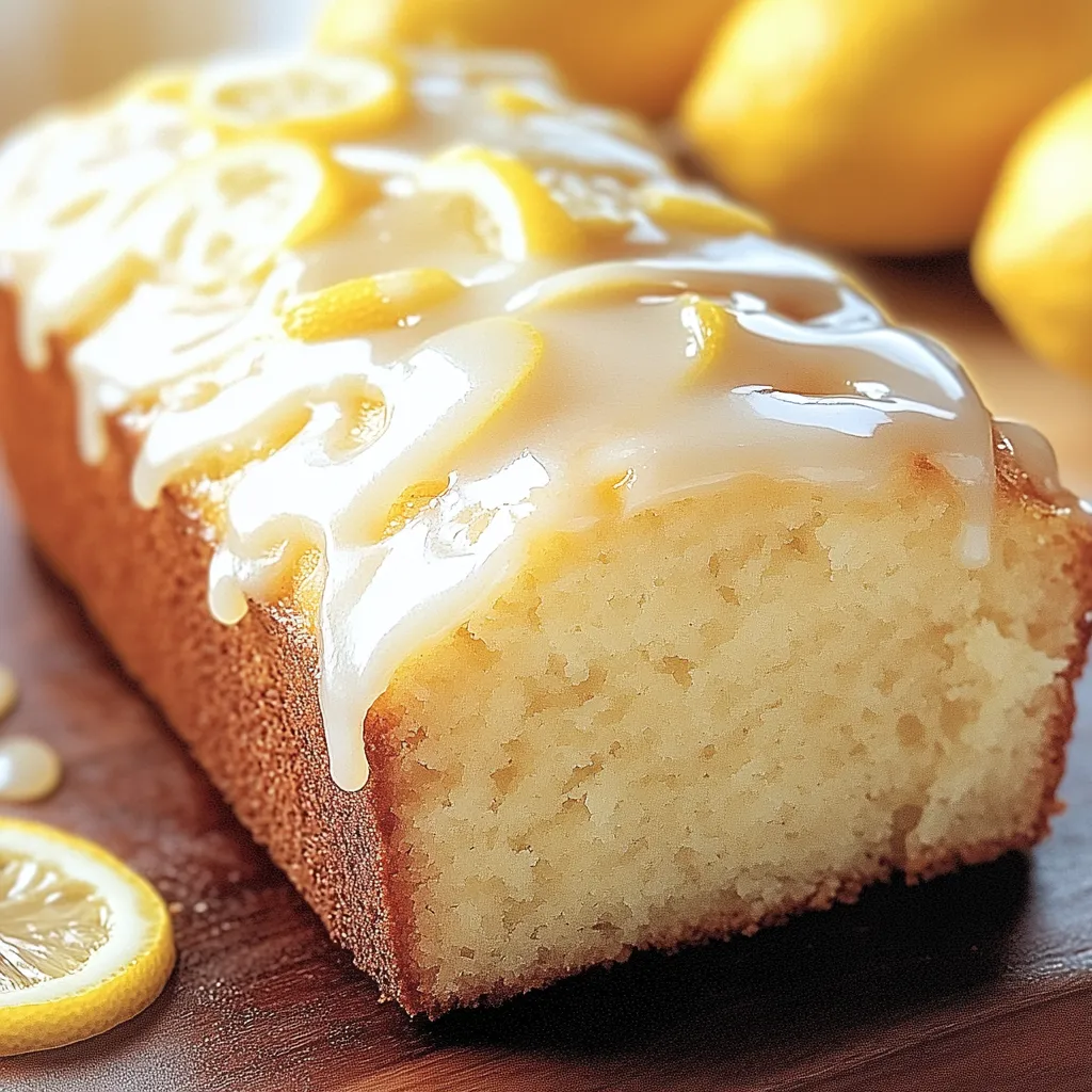 A slice of lemon cake with a lemon wedge on top.