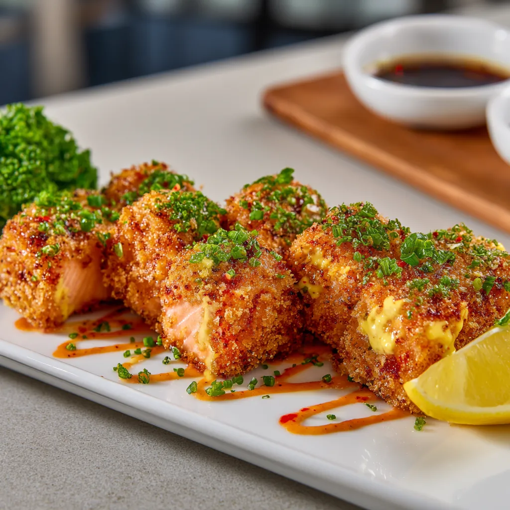 A plate of food with a lemon wedge on it.