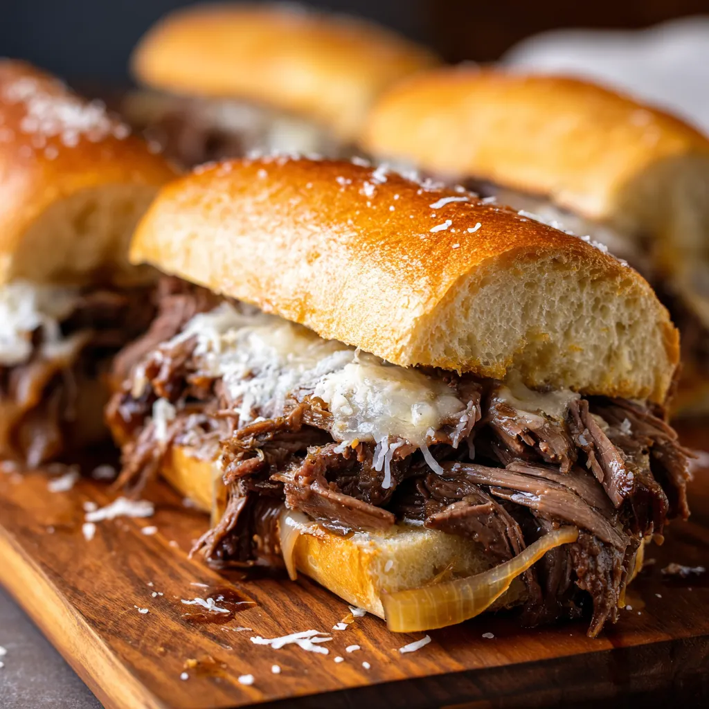 A close up of a sandwich with meat and cheese.