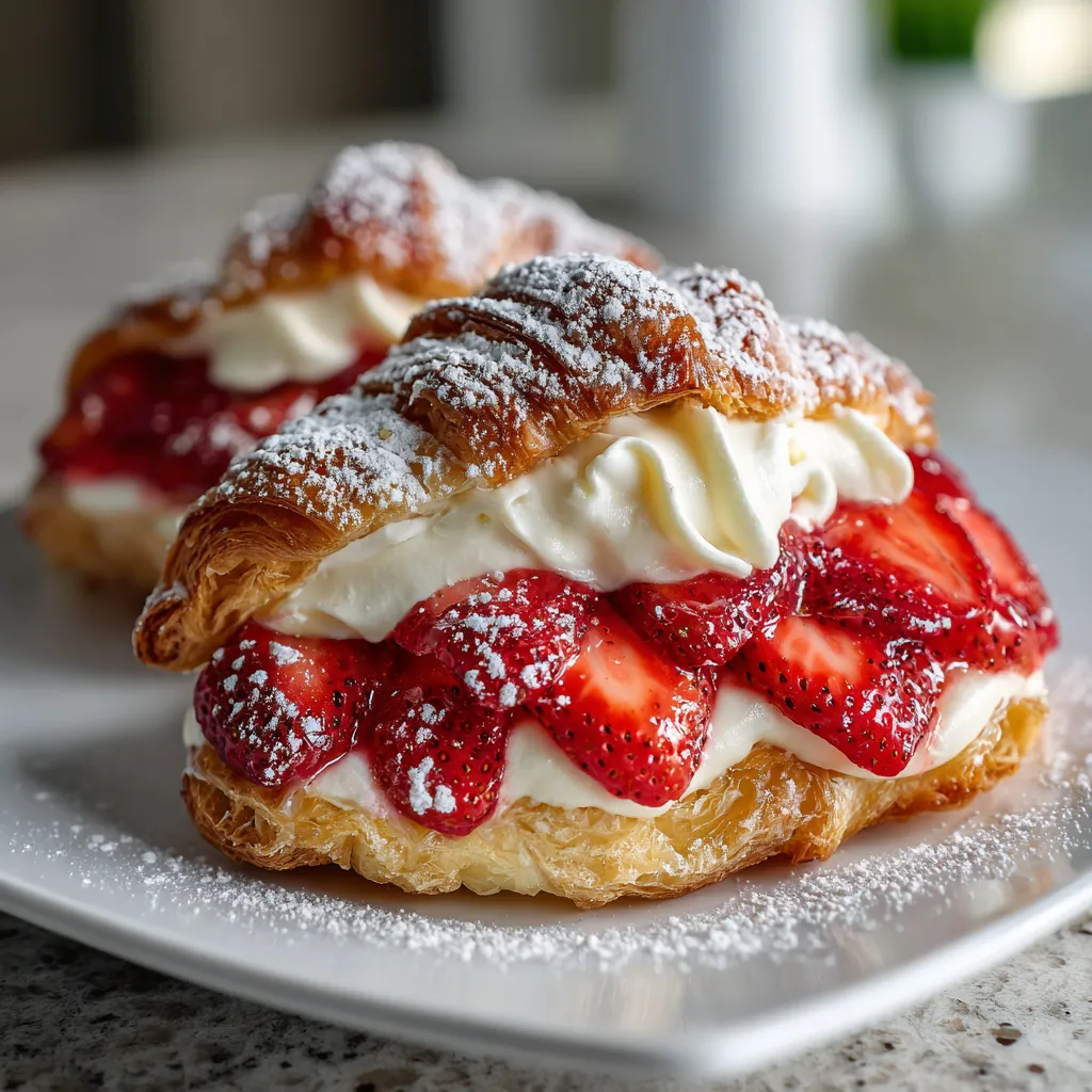 A plate of strawberry cream puffs.