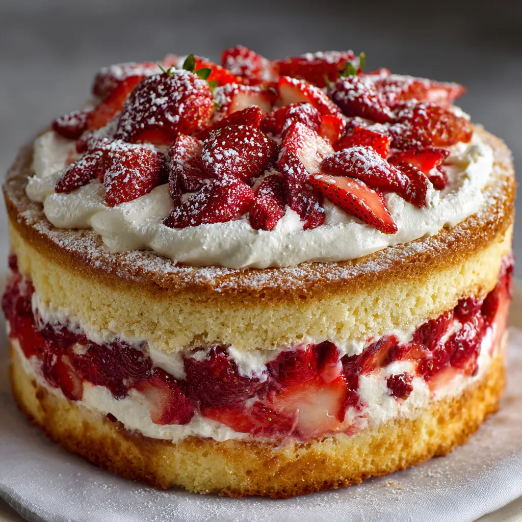 A cake with strawberries on top.