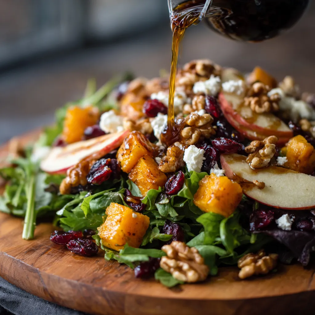 A salad with walnuts and apples.