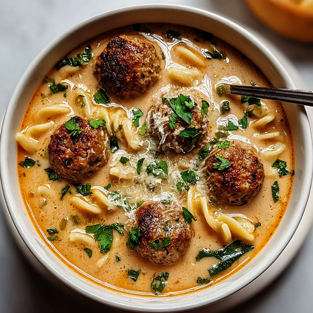 A bowl of pasta with meatballs and sauce.