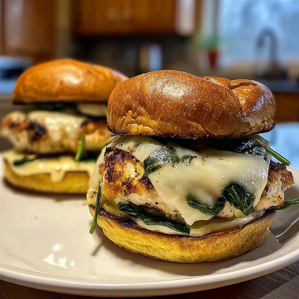 Two chicken sandwiches on a plate.