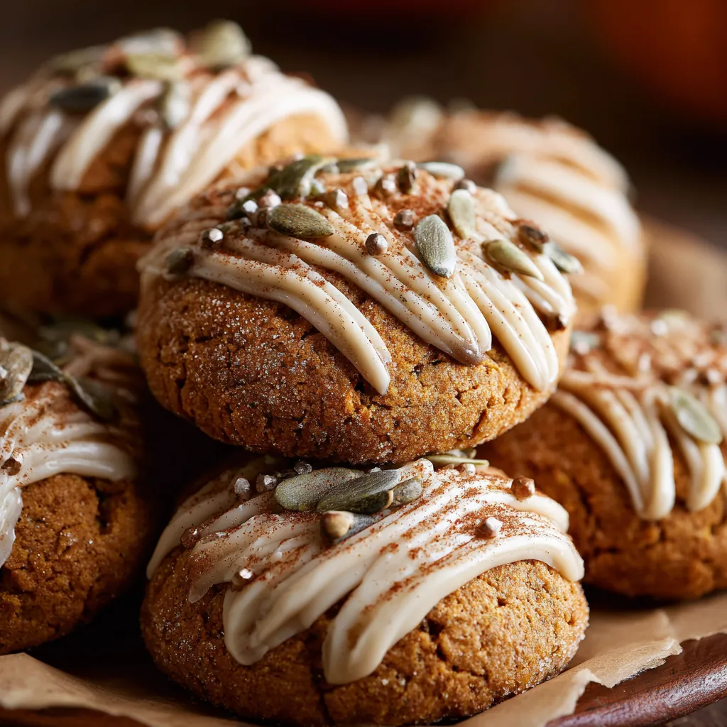 A plate of cookies with white frosting and seeds.