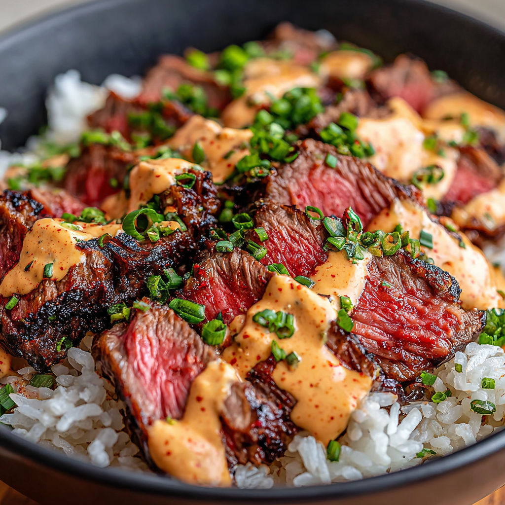 A bowl of rice with meat and sauce.
