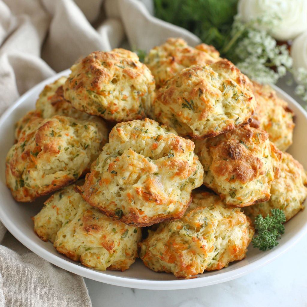 A bowl of biscuits with green toppings.