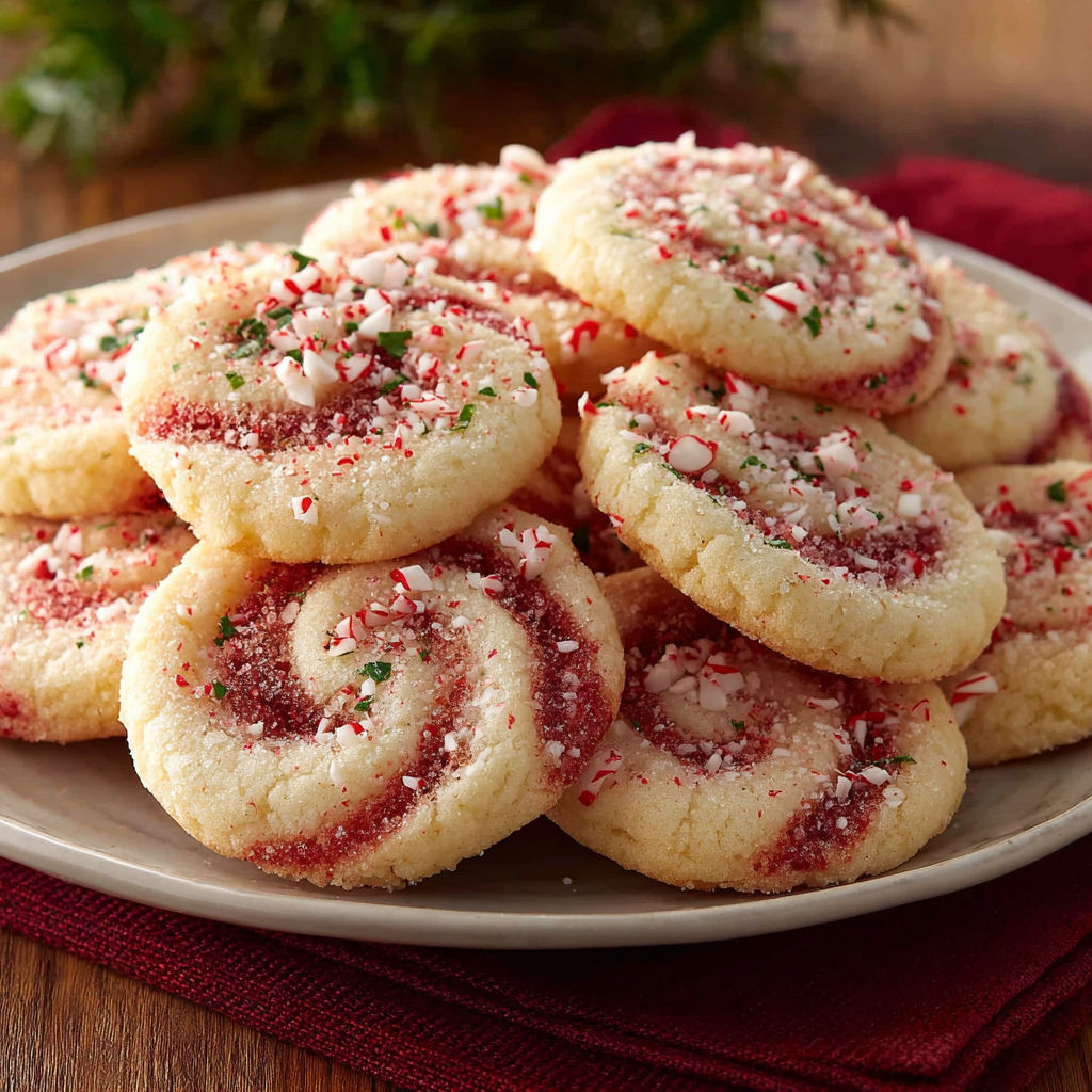 A plate of cookies with red and white icing.