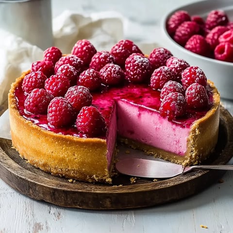 A slice of raspberry cheesecake.