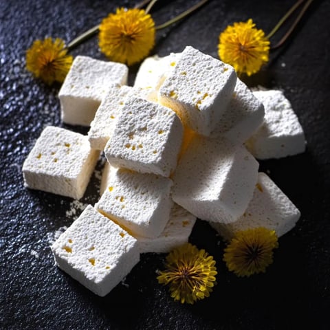 A stack of white marshmallows.