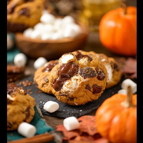 A plate of cookies with marshmallows and chocolate.