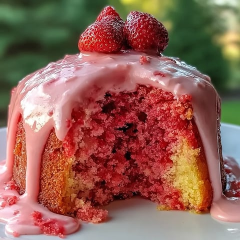 A slice of cake with strawberries on top.