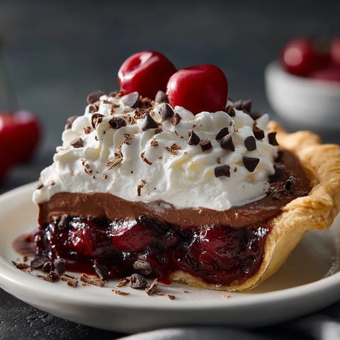A chocolate dessert with cherries on top.